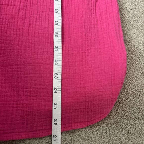 J Crew Gauze Button Up Shirt Womens Small Hot Pink Cotton Beach Cover up Preppy - Picture 5 of 6